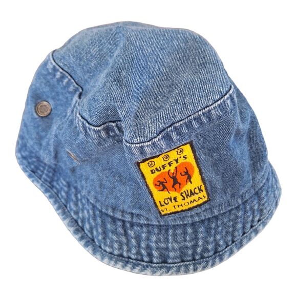 KC Caps Headshots Denim Bucket Hat Duffys Love Shack St. Thomas Y2K vented - Picture 3 of 13